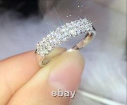 Bague de mariage éternelle éblouissante en diamant simulé rond 2Ct 14K plaqué or blanc