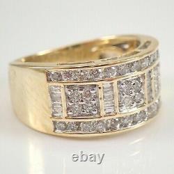 Bague de mariage large avec diamant Moissanite rond de 2 ct, plaquée or jaune 14 carats.
