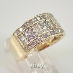 Bague de mariage large avec diamant Moissanite rond de 2 ct, plaquée or jaune 14 carats.