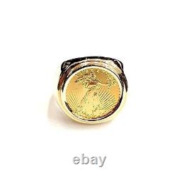 Bague de mariage pour homme American Eagle 20 MM en pièce de monnaie unie, plaqué or jaune 14 carats