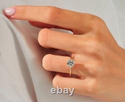 Bague de mariage solitaire en diamant simulé taillé rond de 1,50 ct plaqué or jaune 14 carats
