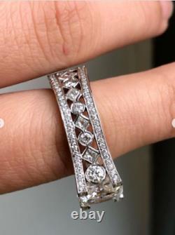 Bague en Moissanite Michael M Strada de 4 carats plaquée or blanc 14K pour femmes authentique