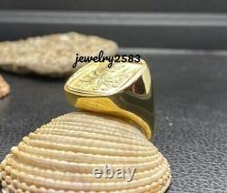 Bague en argent plaqué or jaune 14k avec charme personnalisé en octopus pour homme en métal solide