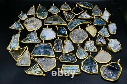 Big Lot Sale 42 Pcs Pendentifs En Verre Romain Antique Avec Des Supports En Métal Plaqué Or