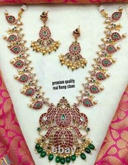 Bijoux Plaqués Or Micro Bollywood Indien Collier De Mariée Rouge Jhumka Haram Set