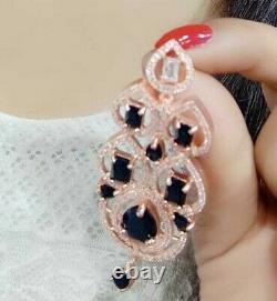 Bijoux Premium Indian Ad Stone Black Rose Boucles D'oreilles Plaqué Or Collier Choker
