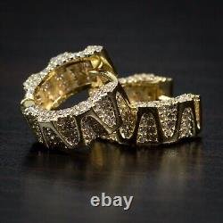 Boucle d'oreille créole pour homme en argent plaqué or jaune avec diamant simulé de 2,00 carats