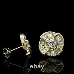 Boucle d'oreille en argent plaqué or jaune pour homme avec vis à l'arrière et diamant simulé de 1 carat