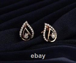 Boucles d'oreilles clou pour femmes en or rose 14 carats plaqué, diamant simulé taillé en rond