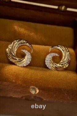 Boucles d'oreilles clou rond en diamant simulé à dos poussoir en or jaune plaqué 14 carats