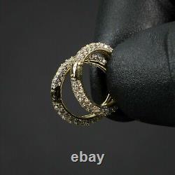 Boucles d'oreilles créoles à diamants simulés de 2,00 Ct en or jaune plaqué 14 carats