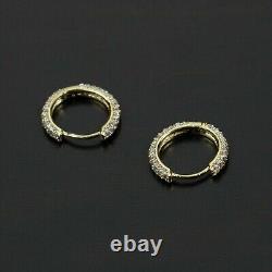 Boucles d'oreilles créoles à diamants simulés de 2,00 Ct en or jaune plaqué 14 carats