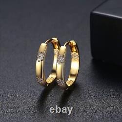 Boucles d'oreilles créoles pour femmes jolies en diamant simulé à taille ronde plaqué or jaune 14 carats