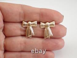 Boucles d'oreilles nœud papillon vintage plaqué or jaune 14 carats