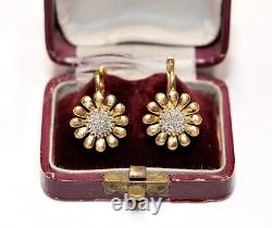Boucles d'oreilles pendantes en argent 925 avec diamant simulé rond de 1,30 carats plaqué or jaune 14 carats