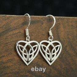 Boucles d'oreilles pendantes en forme de coeur simulé LOVE HEART pour femmes, plaqué or blanc 14 carats