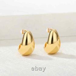 Boucles d'oreilles pour femmes Vintage Mini Huggie Hoop avec poussoirs en or jaune 14 carats plaqué