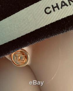 Bouton Authentique Vintage Chanel Boucles D'oreilles En Métal Plaqué Or