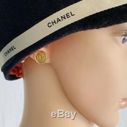 Bouton Authentique Vintage Chanel Boucles D'oreilles En Métal Plaqué Or
