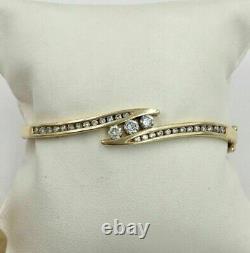 Bracelet Bangle Femme en Or Jaune Plaqué 14K avec Diamant Taillé Rond de 3 CT Créé en Laboratoire