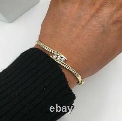 Bracelet Bangle Femme en Or Jaune Plaqué 14K avec Diamant Taillé Rond de 3 CT Créé en Laboratoire