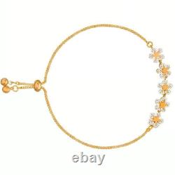 Bracelet Bolo Fleurs Fantaisie en Or Jaune Plaqué 14k avec Diamant Simulé Rond de 3 Ct