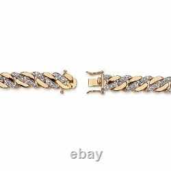 Bracelet Curb-link Diamond Accent Pour Homme 18k Plaqué Or 8,5