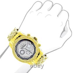 Bracelet En Métal Plaqué Or Raptor Jaune De Luxurman 0.25ct Real Diamond Watch