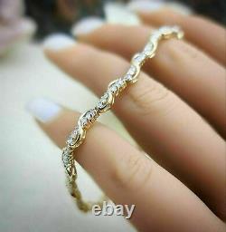 Bracelet cadeau pour femme en plaqué or jaune 14 carats avec diamants simulés ronds de 7 carats
