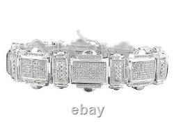 Bracelet de chaîne de tennis en plaqué or blanc 14 carats avec diamant simulé de 12,00 ct pour hommes.
