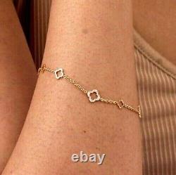 Bracelet de chaîne pour femmes en diamant simulé de coupe ronde 4,00 Ct plaqué or jaune 14K