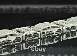 Bracelet de tennis en argent plaqué or blanc 925 avec diamants de Moissanite ronds de 12 carats pour hommes