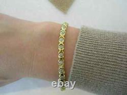 Bracelet de tennis en diamant simulé de coupe ronde de 8,45 carats plaqué or jaune 14 carats