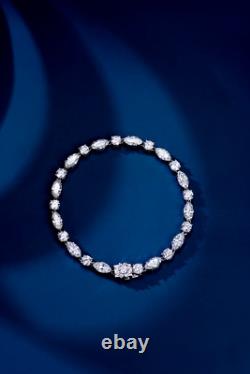 Bracelet de tennis en moissanite lab-créé rond de 5 ct plaqué or blanc 14k