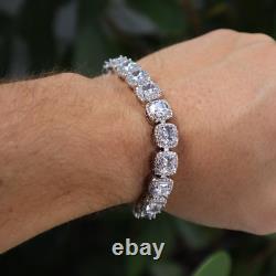 Bracelet de tennis en or blanc 14K plaqué de diamant rond créé en laboratoire pour hommes de 20 carats.