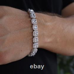 Bracelet de tennis en or blanc 14K plaqué de diamant rond créé en laboratoire pour hommes de 20 carats.