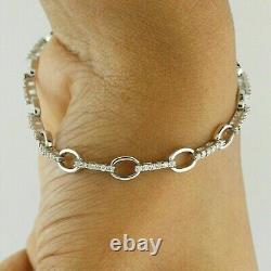 Bracelet de tennis joli avec diamants simulés taille ronde de 5 carats, plaqué or blanc 14 carats