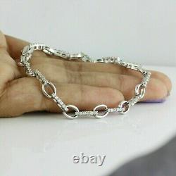 Bracelet de tennis joli avec diamants simulés taille ronde de 5 carats, plaqué or blanc 14 carats