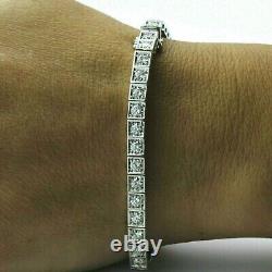 Bracelet de tennis pour femme en diamant de laboratoire taillé rond de 6 carats plaqué or blanc 14 carats
