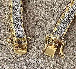 Bracelet de tennis pour femme en diamant de synthèse taillé rond plaqué or jaune 14 carats 5 carats