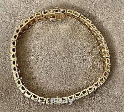 Bracelet de tennis pour femme en diamant de synthèse taillé rond plaqué or jaune 14 carats 5 carats