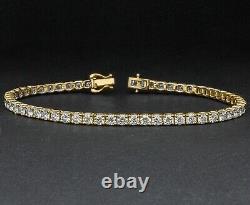 Bracelet de tennis pour femmes en diamant lab-grown taille ronde de 5 carats plaqué or jaune 14K