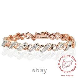 Bracelet de tennis pour femmes en diamant simulé de coupe ronde 8,47 Ct plaqué or rose 14 carats