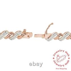 Bracelet de tennis pour femmes en diamant simulé de coupe ronde 8,47 Ct plaqué or rose 14 carats