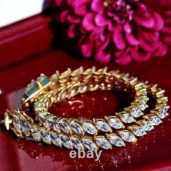 Bracelet de tennis pour femmes en diamant synthétique marquise de 5 carats, plaqué or jaune 14 carats