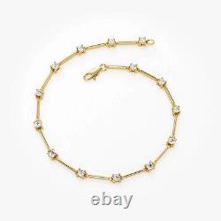 Bracelet de tennis pour femmes en or jaune plaqué 14 carats avec diamants de laboratoire créés de 3 carats, coupe ronde