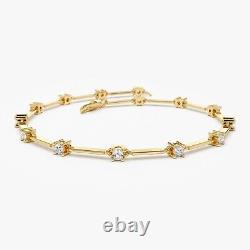 Bracelet de tennis pour femmes en or jaune plaqué 14 carats avec diamants de laboratoire créés de 3 carats, coupe ronde
