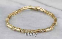 Bracelet de tennis pour femmes en or jaune plaqué 14 carats et diamants ronds de 4 carats créés en laboratoire