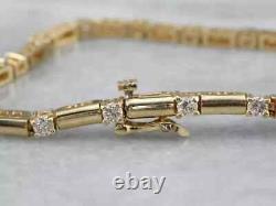 Bracelet de tennis pour femmes en or jaune plaqué 14 carats et diamants ronds de 4 carats créés en laboratoire