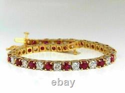 Bracelet de tennis rond simulé en rubis et diamant 15 Ct 7,5' plaqué or jaune 14k